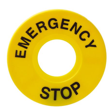 Pushbutton Legend Plate Yellow Gas Emerg Stop 55mm