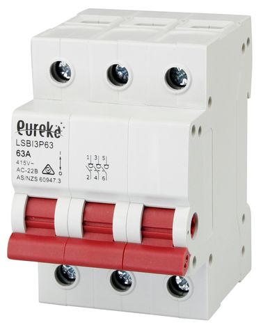 Isolator EUREKA Din Mount 3 Pole 63A