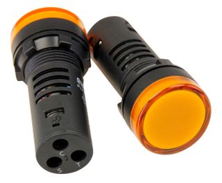 Pilot light with test diode 22mm 240v Amber