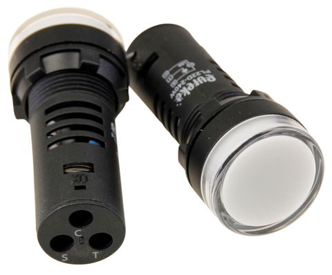 Pilot light with test diode 22mm 24v acdc White