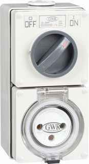 Switched Socket Outlet 3 Round Pin 20A 250V IP66