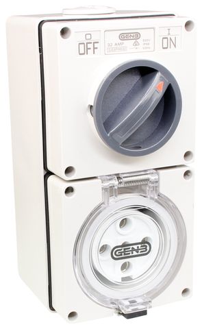 Switched Socket Outlet 5 Round Pin 32A 440V IP66