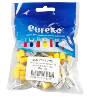 Quick Conn Yellow 2.5-6.0mm 9.5 x 1.2mm 24A 50 PKT