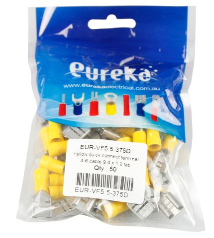 Quick Conn Yellow 2.5-6.0mm 9.5 x 1.2mm 24A 50 PKT