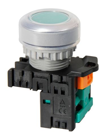 Pushbutton Raised Latching Green 1N/O Contact