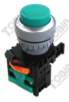 Pushbutton Raised Latching Green 1N/O Contact