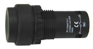 Pushbutton Monobloc Raised Black 1 N/O 1 N/C