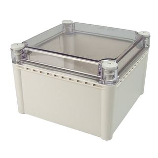 Enclosure ABS Grey Body Clear Screw Lid 100x100x75