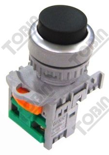 Pushbutton Raised Black C/W 1 N/O