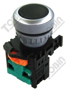 Pushbutton Flus Non Latching Black 1N/O Contact