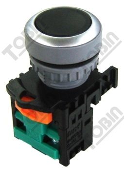 Pushbutton Flus Non Latching Black 1N/O Contact