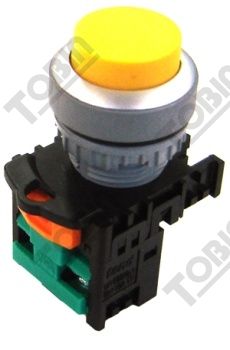 Pushbutton Raised Latching Amber 1N/O Contact