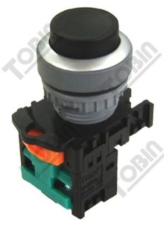 Pushbutton Raised Latching Black 1N/O Contact