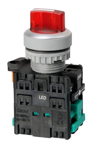 Selector Switch 2 Pos Ill 240V Short Red 1 N/C