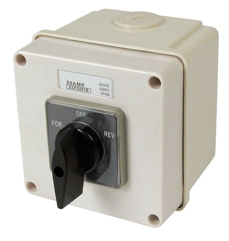 Reversing Switch 3 pole 20A Enclosed