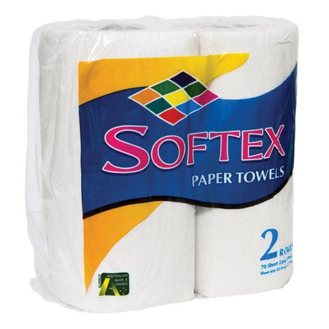 12rolls SOFTEX 2ply 70 SHEET TOWELS