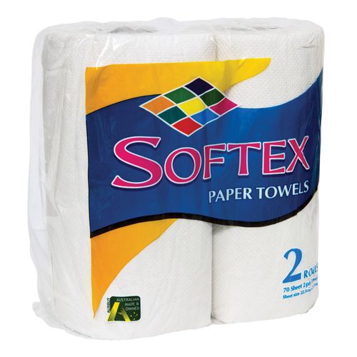 12rolls SOFTEX 2ply 70 SHEET TOWELS