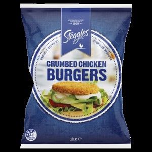 12x85gm STEGGLES CRUMBED CHICKEN BURGER