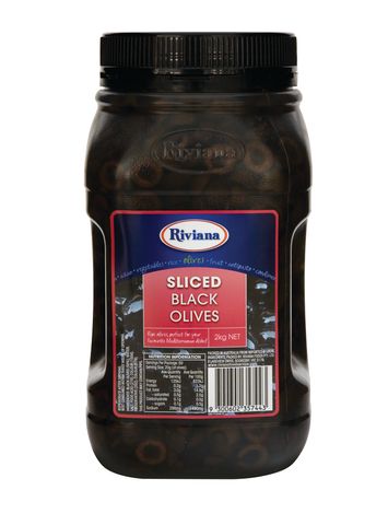 2kg RIVIANA SLICED BLACK OLIVES