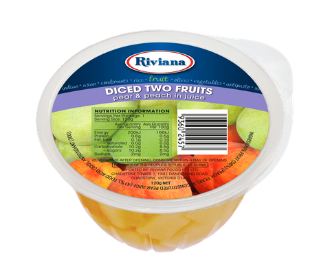 48x120gr RIVIANA FRUIT CUPS TWO FRUITS