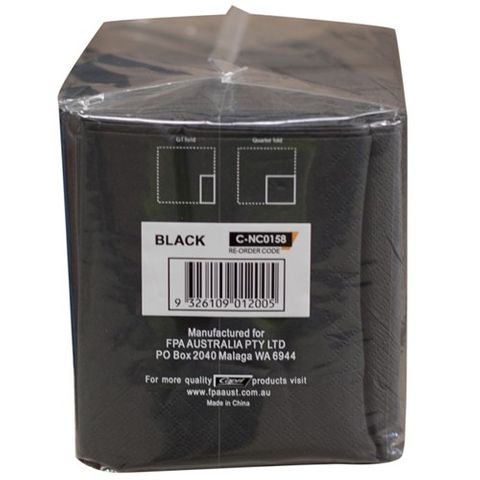 250'S COCKTAIL NAPKINS BLACK QTR FOLD