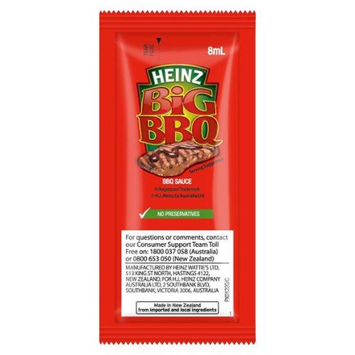 300x8ml HEINZ S/S BBQ SAUCE GLUTEN FREE