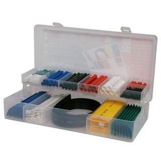 NETDIGITAL, Heat shrink tubing pack, 171 piece, Assorted Colours, Assorted Lengths & Diameters, 2:1 shrink ratio, comes in carry case