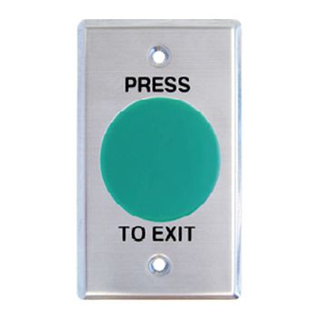 NETDIGITAL, Switch plate, Wall, Labelled "Press to Exit", Stainless steel, With green mushroom head push button, N/O and N/C contacts