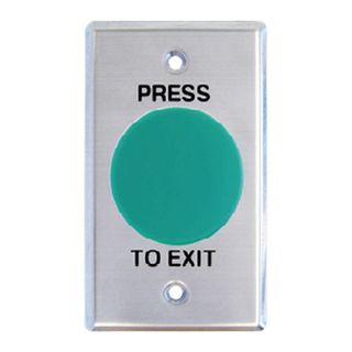 NETDIGITAL, Switch plate, Wall, Labelled "Press to Exit", Stainless steel, With green mushroom head push button, N/O and N/C contacts