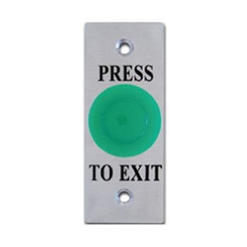 NETDIGITAL, Switch plate, Wall, Labelled "Press to Exit", Architrave, Stainless steel, With green mushroom push button, N/O and N/C contacts