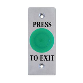 NETDIGITAL, Switch plate, Wall, Labelled "Press to Exit", Architrave, Stainless steel, With green mushroom push button, N/O and N/C contacts