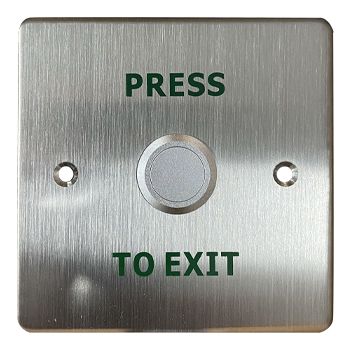 NETDIGITAL, European Switch plate, Wall, Labelled "Press to Exit", Stainless steel, suits CP32SMB/PTE surface box, N/O and N/C contacts.