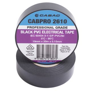 NETDIGITAL, PVC insulation tape, 18mm width, 20m roll, Black, Pack of 10