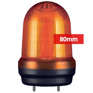 QLIGHT, MFL Series LED signal light, 80mm, AMBER colour, Four modes (Steady/Flashing/Strobing/Simulated Revolving), IP65, Built-in 80dB Max sounder, 3 bolt mounting, Optional mounts,