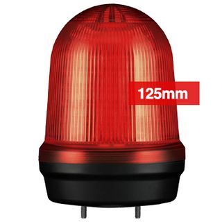 QLIGHT, MFL Series LED signal light, 125mm, RED colour, Four modes (Steady/Flashing/Strobing/Simulated Revolving), IP65, Built-in 80dB Max sounder, 3 bolt mounting, Optional mounts,