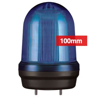 QLIGHT, MFL Series LED signal light, 100mm, BLUE colour, Four modes (Steady/Flashing/Strobing/Simulated Revolving), IP65, Built-in 80dB Max sounder, 3 bolt mounting, Optional mounts,