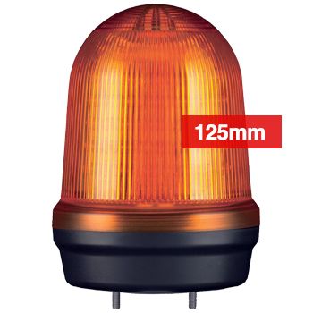 QLIGHT, MFL Series LED signal light, 125mm, AMBER colour, Four modes (Steady/Flashing/Strobing/Simulated Revolving), IP65, Built-in 80dB Max sounder, 3 bolt mounting, Optional mounts,