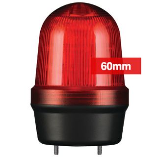 QLIGHT, MFL Series LED signal light, 60mm, RED colour, Four modes (Steady/Flashing/Strobing/Simulated Revolving), IP65, Built-in 80dB Max sounder, 3 bolt mounting, Optional mounts,