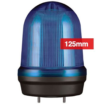 QLIGHT, MFL Series LED signal light, 125mm, BLUE colour, Four modes (Steady/Flashing/Strobing/Simulated Revolving), IP65, Built-in 80dB Max sounder, 3 bolt mounting, Optional mounts,