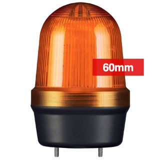 QLIGHT, MFL Series LED signal light, 60mm, AMBER colour, Four modes (Steady/Flashing/Strobing/Simulated Revolving), IP65, Built-in 80dB Max sounder, 3 bolt mounting, Optional mounts,