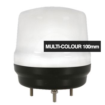 QLIGHT, Multicolour LED signal light, 100mm, RGB colour selection, 7 colours in total, IP65, 3 bolt mounting.