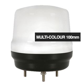 QLIGHT, Multicolour LED signal light, 100mm, RGB colour selection, 7 colours in total, IP65, 3 bolt mounting.