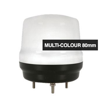 QLIGHT, Multicolour LED signal light, 80mm, RGB colour selection, 7 colours in total, IP65, 3 bolt mounting.