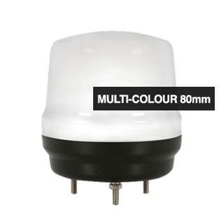 QLIGHT, Multicolour LED signal light, 80mm, RGB colour selection, 7 colours in total, IP65, 3 bolt mounting.