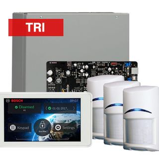 BOSCH, Solution 3000, Alarm kit, Includes ICP-SOL3-P panel, IUI-SOL-TS5 5" Touch screen, 3x ISC-BDL2-WP12G Tritech detectors