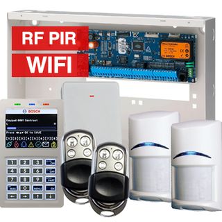BOSCH, Solution 6000, Wireless alarm kit, Inc CC610PB panel, CP737B Wifi Prox LCD keypad, 2x RFPR-12 wireless PIR detectors, RFRC-STR2 Radion receiver, 2x HCT-4UL transmitters