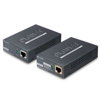 PLANET, POE Ethernet Extender over CAT5/CAT6, POE IEEE 802.3at, 10/100 Mbps Fast Ethernet Full Duplex, 18W/30Mbps @ 500m, TX/RX kit. Requires POE IN or PWR-60-48 PSU.