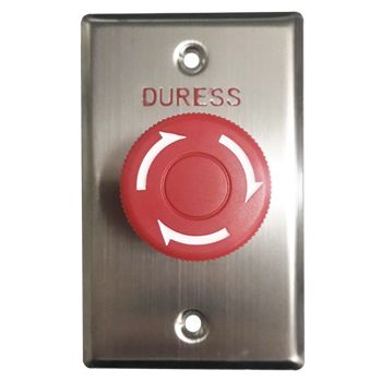 NETDIGITAL, Switch plate, Wall, Labelled "Duress", Stainless steel, With red twist to release push button, N/O and N/C contacts