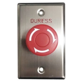 NETDIGITAL, Switch plate, Wall, Labelled "Duress", Stainless steel, With red twist to release push button, N/O and N/C contacts