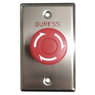 NETDIGITAL, Switch plate, Wall, Labelled "Duress", Stainless steel, With red twist to release push button, N/O and N/C contacts